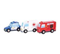Woet® Set Veicoli Giocattolo in Legno per Bambini - 4 Pezzi per Gioco di Piccolo Mondo - Facili da Afferrare per Piccole Mani - Giocattolo di Imitazione - A Partire da 2 Anni