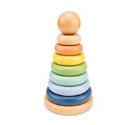 Woet® - Torre di Impilamento Giocattolo in Legno per Bambini Piccoli - Gioco Educativo con 8 Anelli - Giocattolo Montessori per la Motricità - A Partire da 1 Anno - Regalo per Bambini