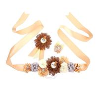 WOFASHPURET 1 Set Di Cintura Floreale Per La Mamma Per La Festa Del Per La Cerimonia Nuziale Per La Mamma Per Le Donne Incinte Per La Maternità In Raso Color Caffè