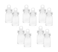 WOFASHPURET 10 Mini Bottiglie di Vetro Trasparente 18x10mm Tappo in Plastica, Piccoli Barattoli Ermetici per Decorazioni Fai da Te e Ciondoli, Set da 10 Pezzi per Artigianato e Regalo