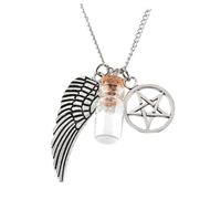 WOFASHPURET 1pezzi Collana di Natale Decorazioni Angeliche e Barattoli in Vetro Pendenti Stella a Cinque Punte Regalo di Compleanno e Festa Creativo e Elegante