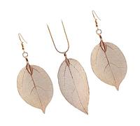 WOFASHPURET 1set Orecchini e Collana Forma Di Foglia Elegante Gioielleria Creativa Per Donne e Ragazze Orecchini Goccia e Dondolo Accessorio Moda Per Occasioni Speciali