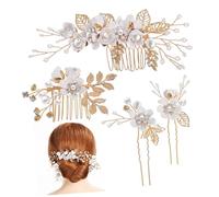 WOFASHPURET 1set Pettini Decorativi Per Con Fiori e Perle Artificiale Accessori Nuziali Con Strass Per Matrimonio e Occasioni Speciali Per Sposi e Cerimonie