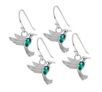WOFASHPURET 2 paia Orecchini Colibrì Volanti con Zirconi Verdi Brillanti Eleganti Gioielli per Donna e Ragazza Regalo Pronto da Donare in Confezione Raffinata