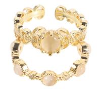 WOFASHPURET 2 Pezzi Anello per gli occhi di Cat gioielli ad anello le donne suonano anello di pietre preziose gioielli femminili Anello aperto Lega di rame di protezione dell'ambiente D'oro