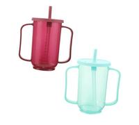 WOFASHPURET 2 Pezzi Bicchieri per Anziani con Cannuccia e Tazza Degustazione Antigoccia per Disabili Coppa Riabilitazione Disfagia per Pazienti Allettati Ergonomico e Controllato per