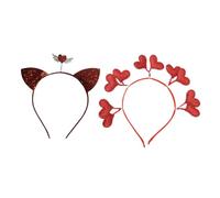 WOFASHPURET 2 Pezzi Di Cerchietti Per Scintillanti Adorabili A Forma Di Cuore Con Orecchie Di Gatto In Pizzo Bomboniere Finte Orecchie Di Gatto Per Con Glitter In Feltro