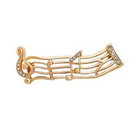 WOFASHPURET 2 Pezzi Spilla di musica d'onda chiave spille maglione musicale spille con note musicali barrette hair pin otomatone Spettacoli in lega spille di strass lega (ferro) Golden