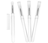 WOFASHPURET 4pezzi Applicatori Silicone Per Rossetto e Ombretto Pennelli Cosmetici Portatili Con Testa Trasparente Per Trucco Labbra e Contouring Per Uso Quotidiano e Makeup Professionale