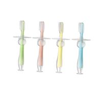 WOFASHPURET 4pezzi Spazzolino da Denti in Silicone Ventosa per Ragazzo Ragazza e Ragazzo Ragazza Piccoli Morbido e Sicuro da Masticare Impugnatura per Educazione