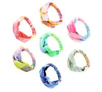 WOFASHPURET 7pezzi Fasce Per Elastiche Per Ragazze Fasce Annodate Colorate Stile Tie-dye Comode e Assorbenti Per Attività Sportive e Feste