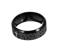 WOFASHPURET Anello trasversale in acciaio inossidabile attraverso signore nozze crocifisso anelli per monete da uomo doni biblici per gli uomini anello biblico anello di monete lega Nero