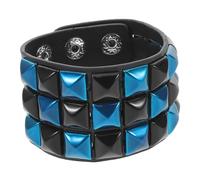 WOFASHPURET Bracciale Punk in Pelle Sintetica con Borchie Quadrate Multicolore Polsiera Goth Unisex per Halloween e Look Alternativo Accessorio da Bar e Bici