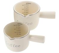 WOFASHPURET Brocca in Ceramica 90 Ml Set da 2 con Manico e Scala Graduata, Brocca per Latte e Caffè, Distributore di Sciroppo per Bar e Cucina, Contenitore Liquidi Multiuso per Casa