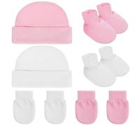 WOFASHPURET Cappelli Appena Nati Guanti Calzini 2 Set Berretto Da Bambino In Cotone Guanto Infantile Calzini Da Bambino Per Ragazzi Ragazze Regali Per Baby Shower