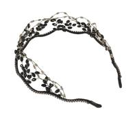 WOFASHPURET Cerchietto Sposa Nero Cristallo con Perline e Strass Brillanti Accessorio Elegante per Matrimonio e Comunione Copricapo Raffinato per Donne e Ragazze