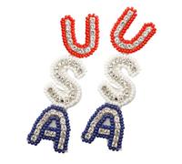 WOFASHPURET Orecchini Pendenti Lettere Usa Rosse Bianche e Blu Orecchini Patriottici Per Indipendenza e Cerimonie