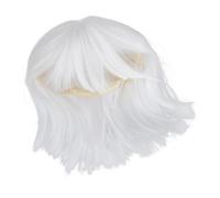 WOFASHPURET Parrucca Bob Bianca Corta con Frangia Sintetica per Donne Parrucche Naturali con Frangia Frontale Parrucche di Media per Cosplay e Feste