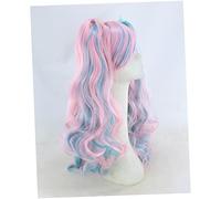 WOFASHPURET Parrucca Lunga Riccia Multicolore Con Clip Per Due Codini Costume Cosplay Per Donne e Ragazze Rosa e Blu Parrucca Alta Temperatura Facile Da Indossare e Confortevole Per Occasioni