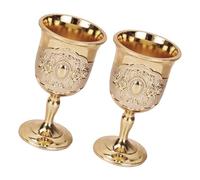 WOFASHPURET Set 2 Pezzi Calici da Vino Retro in Metallo Oro, Eleganti e Leggeri, Facili da Tenere, Stile Europeo per Conservare Whisky e Altre Bevande