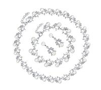 WOFASHPURET Set Di Collana Chic Gioielli Da Sposa Orecchini E Bracciale Con Strass Per Lei