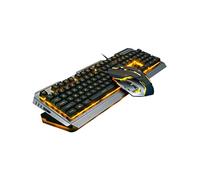 WOFASHPURET Tastiera Retroilluminata Usb Con Mouse Gamer Design Elegante Giallo Pulsanti Multimediali e Struttura Set Per Gaming e Lavoro