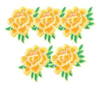 WOFASHPURET Toppe Ricamate Termoadesive Floreali da Cucire, Set 5 Pezzi Medie Toppe di Tessuto Gialle, Applicazioni Stirabili per Abbigliamento, Decorazioni Fai da Te per Vestiti, Borse