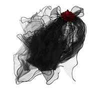 WOFASHPURET Velo Da Travestimento in Pizzo Nero Copricapo Di Fiori Neri e Nere Accessori Per Feste Di Halloween Costume Da Sposa Fantasma Per Addio Al Nubilato