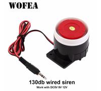 WOFEA 130 dB Mini sirena di allarme sonoro cablata per sistema di allarme Funziona con DC5V 9V 12V