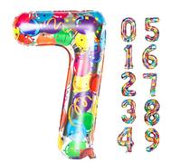 WOFEU Palloncino Numero 7,40 Pollici Colorato Jumbo per Sette Compleanni, Palloncino 7 17 27 70 Anni, Palloncino in Mylar Foil Numero per Fidanzamento, Matrimonio, Lauree