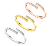 Woffoly Set di 3 anelli per dita dei piedi da donna, regolabili, con zirconia cubica, ipoallergenici, argento/oro rosa/oro, gioielli da spiaggia per l'estate, eleganti anelli aperti per dita e coda
