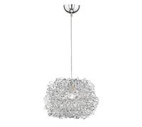 WOFI Lampada a sospensione, metallo, E27, 60 W, Argento, 40 x 40 x 150 cm