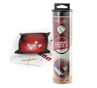 WOGAMAT - Game Tubes Yam's 421 - Kit con pista di dadi in neoprene + 5 dadi + Blocco di fogli di punteggio e matita - Tubo trasportabile