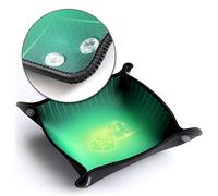 WOGAMAT Pista a dadi pieghevole morbida verde smeraldo per gioco da tavolo, jdr, yams, 421 Gioca dove vuoi grazie al suo rivestimento in neoprene e ai bordi a clip in pochi secondi