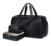 Wogarl 3 borse da fine settimana da donna grandi borse da notte borsone da viaggio per il fine settimana borsa a tracolla con scomparto per scarpe, nero, Large, Moda