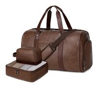 Wogarl 3 borse da fine settimana da donna grandi borse da notte borsone da viaggio per il fine settimana borsa a tracolla con scomparto per scarpe, Caffè, Moda