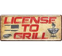 WOGEKA ART Targa in metallo retrò con scritta in lingua tedesca "License to Grill Steak Grill-Master - divertente idea regalo compleanno Natale decorazione 28 x 12 cm design vintage metallo 946