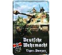 WOGEKA ART Targa in metallo retrò - Tiger Panzer - Deutsche Wehrmacht - soldato targa come idea regalo compleanno Natale decorazione 20 x 30 cm design vintage in metallo 1346