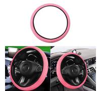 Wogomz Coprivolante elastico per auto, comodo, universale, per volante da 36 a 38 cm, caldo in inverno e fresco in estate, antiscivolo, traspirante, seta ghiacciata (rosa)