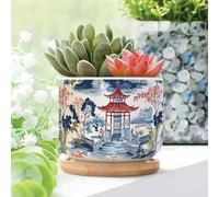 WoGuangis 1 pezzo blu Asia torre a più livelli di colore corallo bianco fiore piccole fioriere ceramiche asiatiche cineserie vasi per piante grasse indoor asiatico asiatico torre a più livelli blu