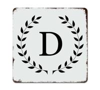 WoGuangis Decorazione da parete in metallo con monogramma iniziale lettera D cartello nero ghirlanda alfabeto retrò cartello da appendere su strada personalizzato lettera retrò vintage cartello da
