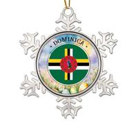 WoGuangis Dominica Ornamento per albero di Natale Dominica Bandiera Vacanza Ricordo Fiocco di Neve Metallo Ornamento di Natale Città Souvenir Regalo di Natale Ornamento di Natale 7,6 cm per