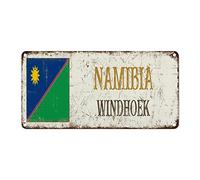WoGuangis Namibia - Targa in alluminio con bandiera nazionale della Namibia, Windhoek City, targa in metallo, souvenir del paese, idea regalo retrò vintage, per soggiorno, 30,5 x 15,2 cm, regalo per