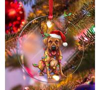 WoGuangis Ornamento commemorativo per cani per albero di Natale Rhodesian Ridgeback Corna di Natale Ornamento in acrilico Ricordo di Natale Rhodesian Ridgeback Ornamento per cane di Natale Decorazione