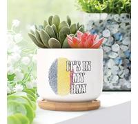 WoGuangis Set di 1 vaso in ceramica Chad It's in My DNA per cactus con vassoio di drenaggio in bambù, bandiera del Ciad, idea regalo per viaggiatori del mondo, piccole fioriere in ceramica, regalo di