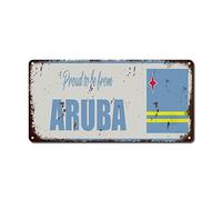 WoGuangis Targa in metallo con bandiera di Aruba con scritta "Proud to Be from Aruba", simbolo nazionale, regalo patriottico, stile rustico, vintage, 30,5 x 15,2 cm, regalo per la casa per gli amici