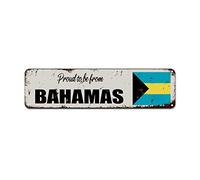 WoGuangis Targa in metallo con scritta "Proud to Be from Bahamas" in metallo con bandiera nazionale, souvenir della città, targa in metallo per pub, ristoranti, caffetterie, 30,5 x 7,6 cm