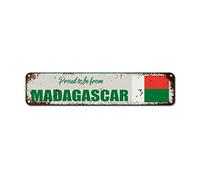 WoGuangis Targa in metallo con scritta "Proud to Be from Madagascar" in metallo con scritta in lingua inglese "Madagascar", idea regalo per pub, ristoranti, caffetterie, 45,7 x 10,2 cm