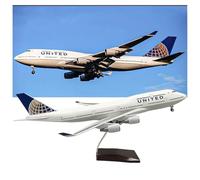 WOGYOZKA Modello Di Aereo B747 United Airlines Da 47 Cm, In Resina, Con Ruote Girevoli, Ideale Come Pezzo Esposizione Statica For La Casa O L'ufficio, Regalo For Collezionisti Appassionati(Normal)
