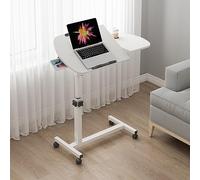 Wohenster Scrivania Bianca con Ruote, Scrivania Regolabile in Altezza e Angolazione, Slot per Tazza e IPad, Barriera Protettiva, Cassetti nascosti,Tavolino da Letto per pc, Scrivanie per Cameretta